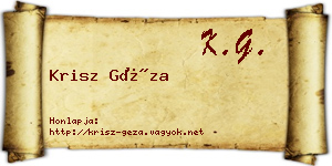 Krisz Géza névjegykártya